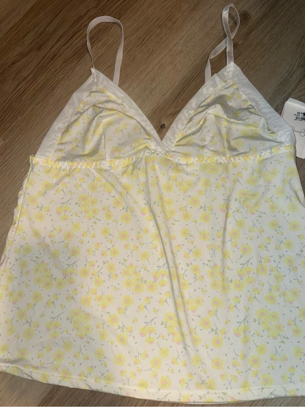 Jessica Simpson White Cami Slip with Yellow Floral Pattern